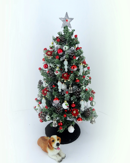 6.75"Dollshouse 12th scale Silver & Red Christmas Tree (image for) 6.75"Dollshouse 12th scale Silver & Red Christmas Tree